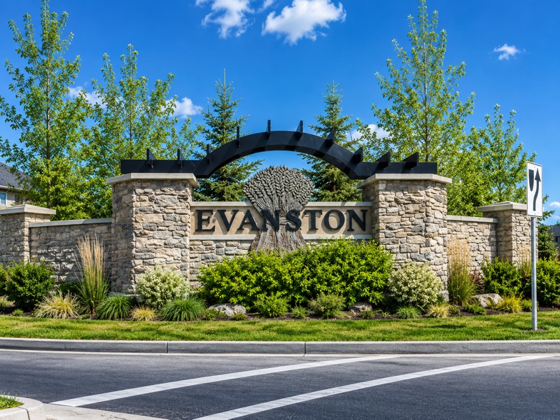 Evanston community park and homes in north Calgary