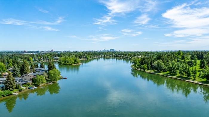 Lake Bonavista estate homes along the water