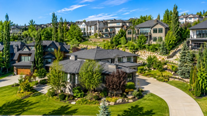 Springbank Hill estate homes on landscaped hillside lots
