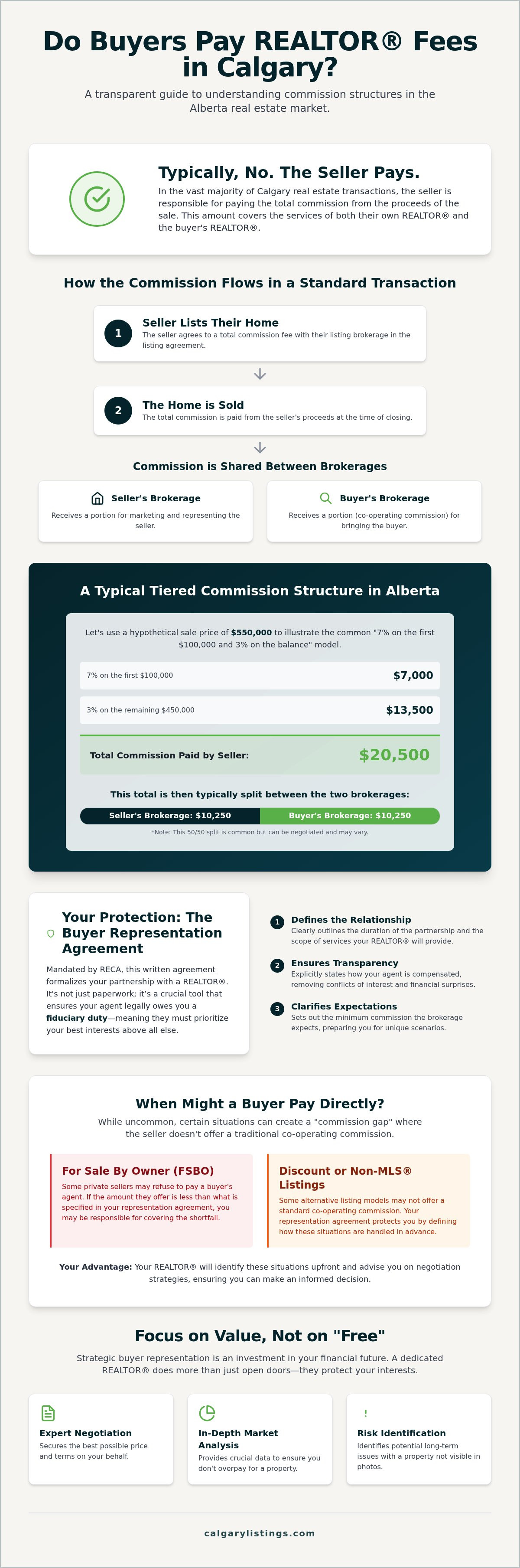 Do Buyers Pay REALTOR® Fees in Calgary? A 2026 Commission Guide — infographic